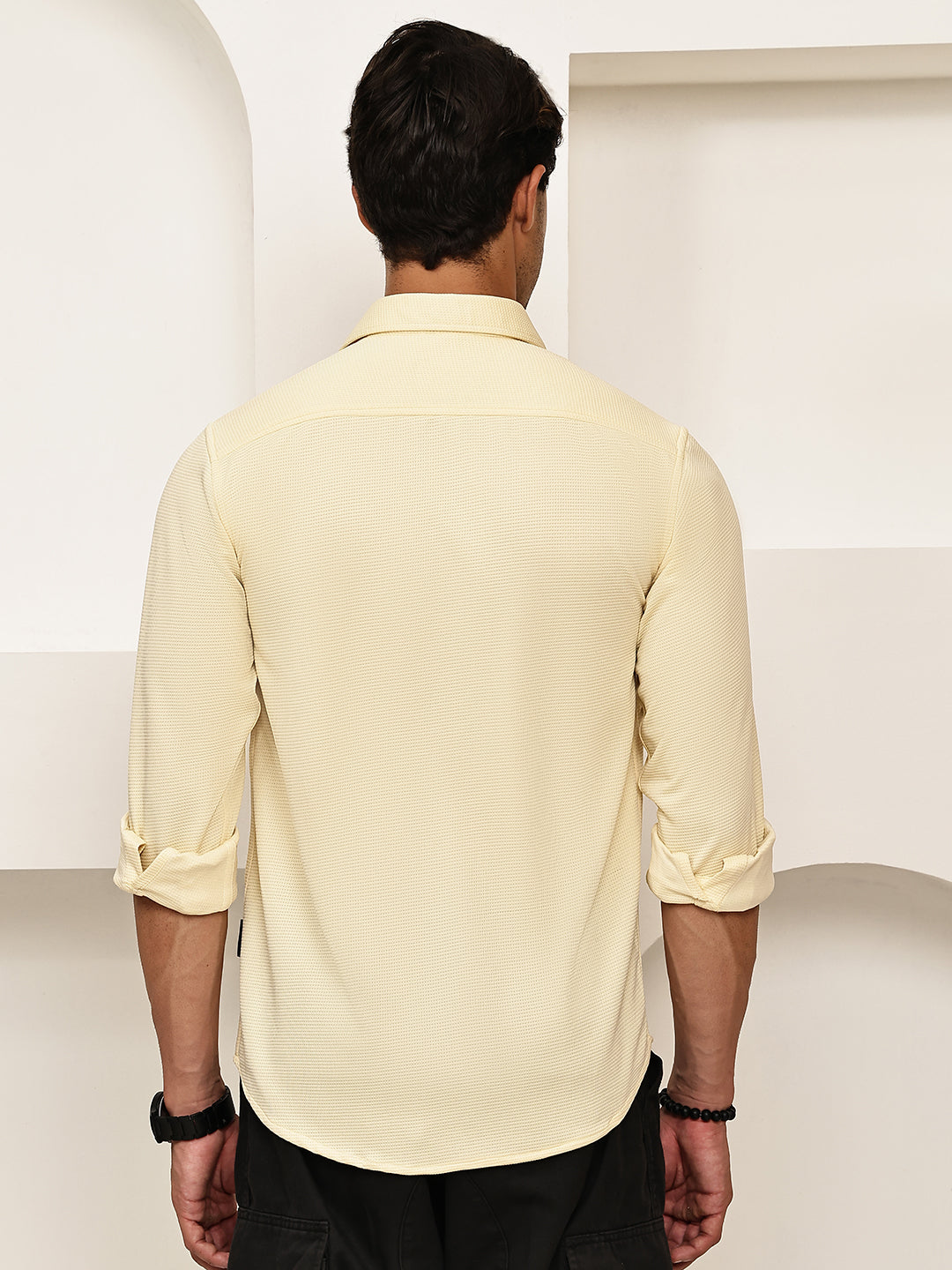 Woven Design Casual Shirt For Men ( RDSH 025Cream )