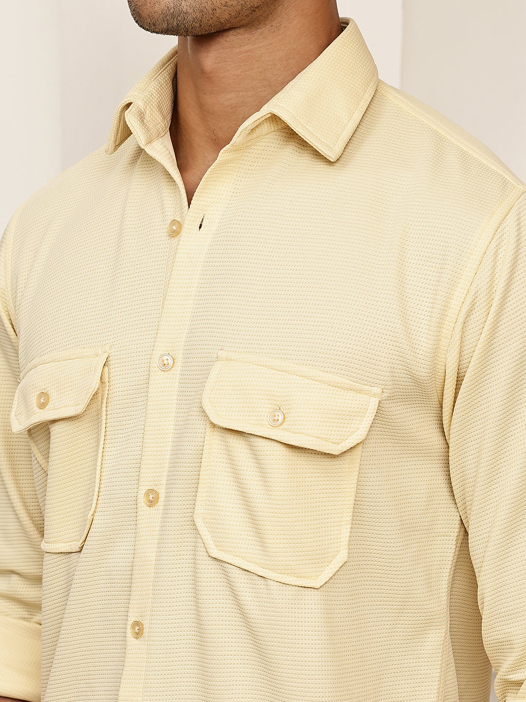 Woven Design Casual Shirt For Men ( RDSH 025Cream )