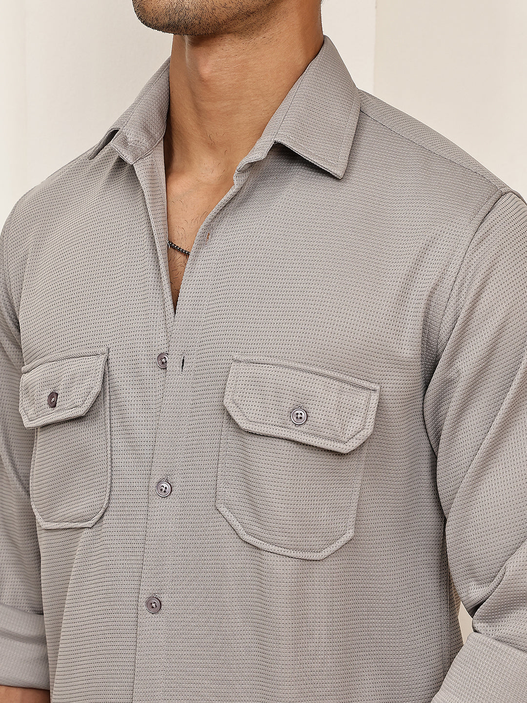 Woven Design Casual Shirt For Men ( RDSH 025Grey )
