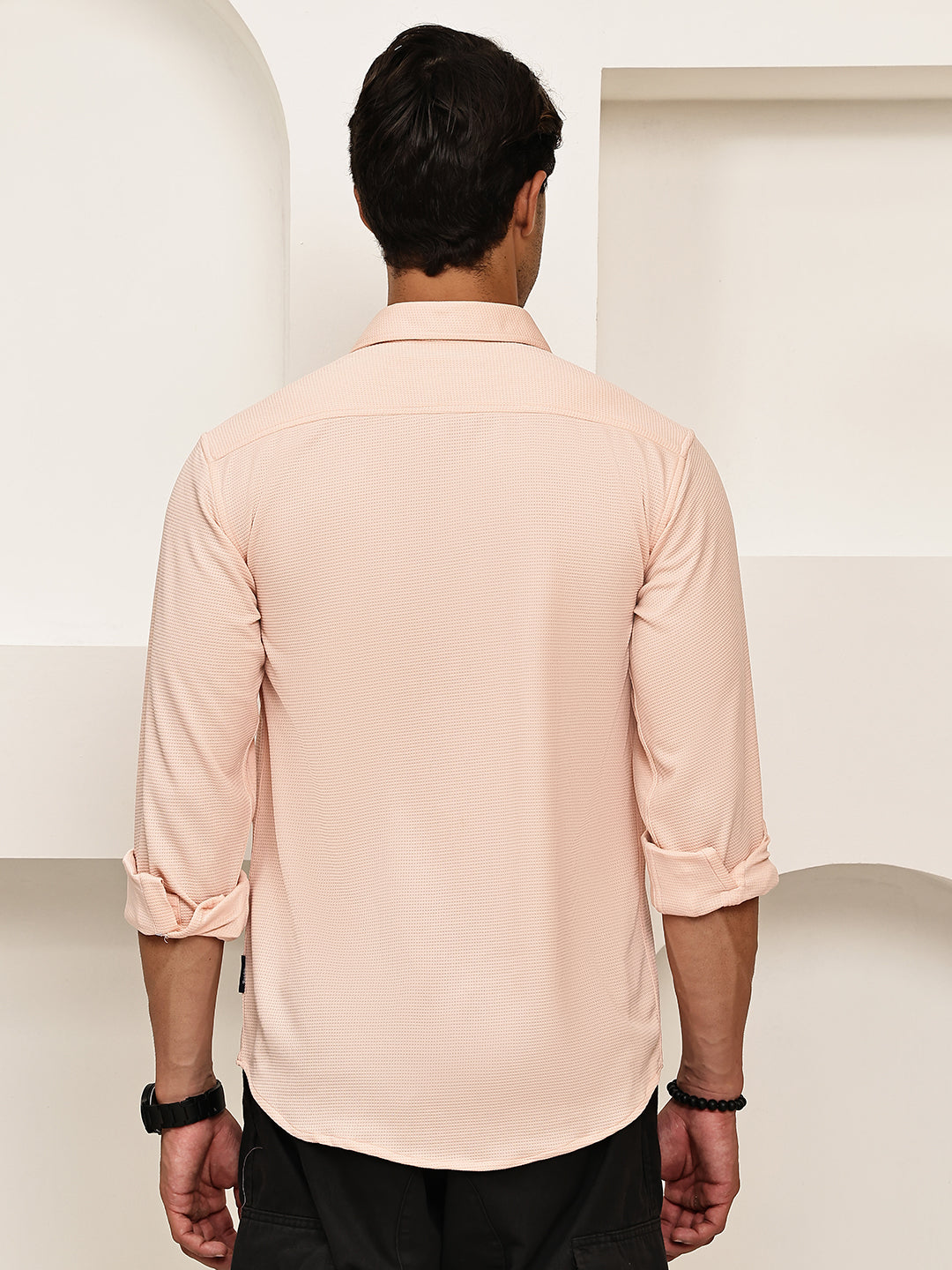 Woven Design Casual Shirt For Men ( RDSH 025Peach )