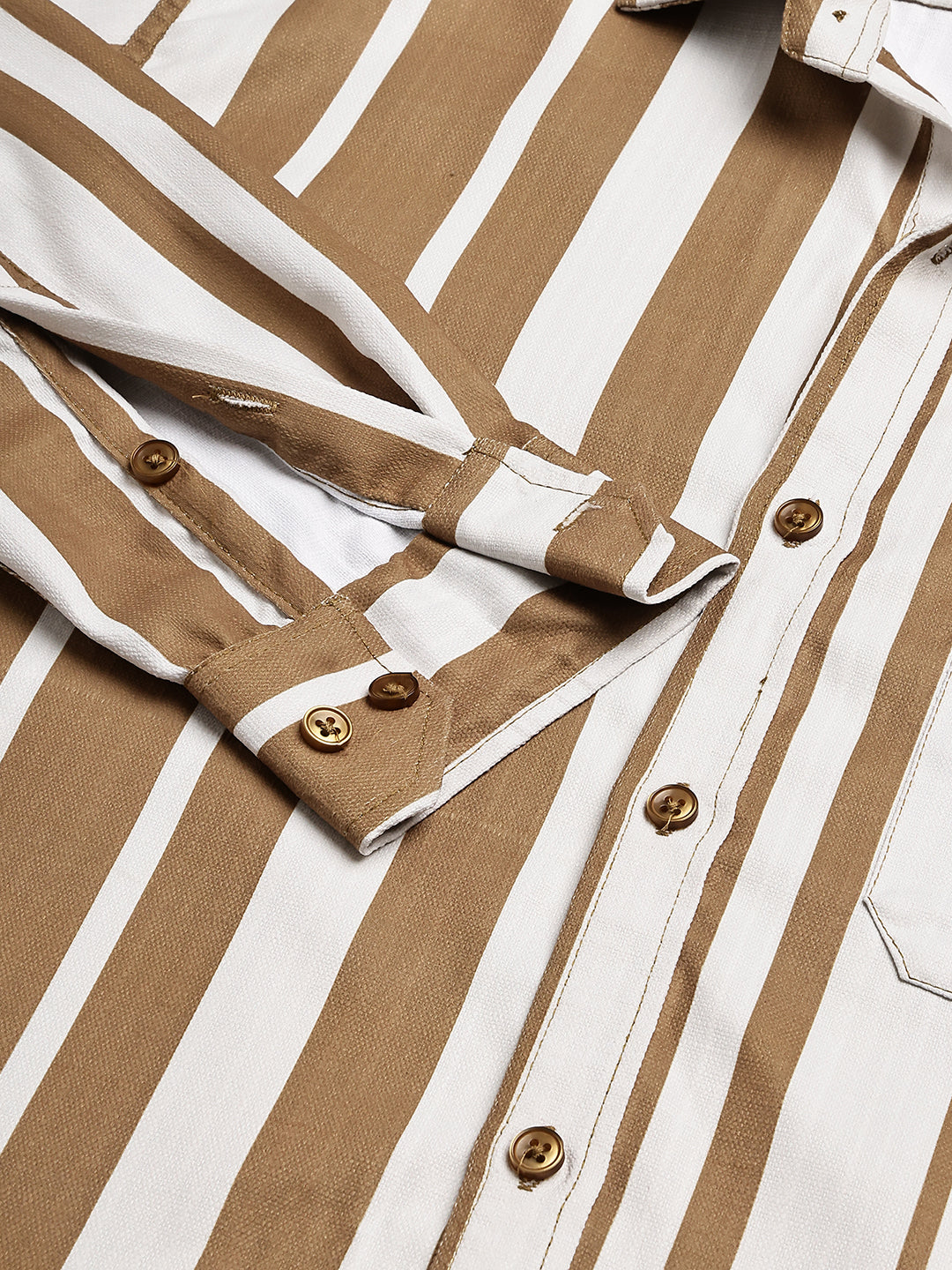 Vertical Stripe Cotton Blend Casual Shirt ( RDSH 026Beige )