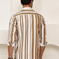 Vertical Stripe Cotton Blend Casual Shirt ( RDSH 026Beige )