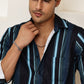 Vertical Stripe Cotton Blend Casual Shirt ( RDSH 026Blue )
