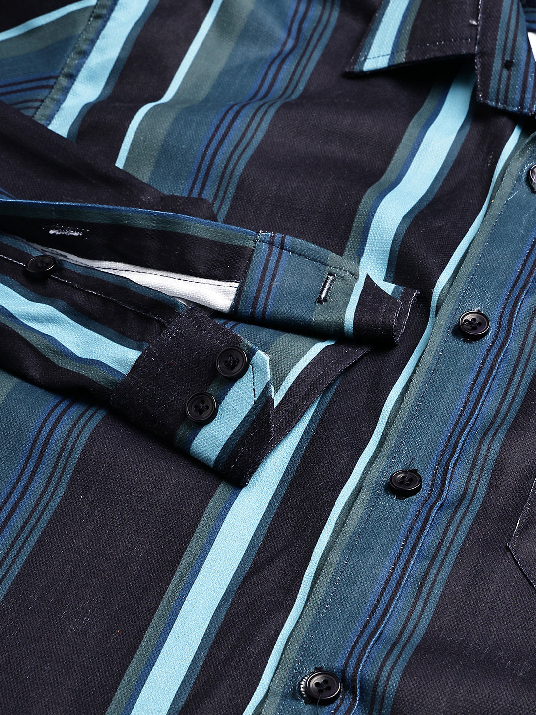 Vertical Stripe Cotton Blend Casual Shirt ( RDSH 026Blue )