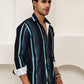 Vertical Stripe Cotton Blend Casual Shirt ( RDSH 026Blue )