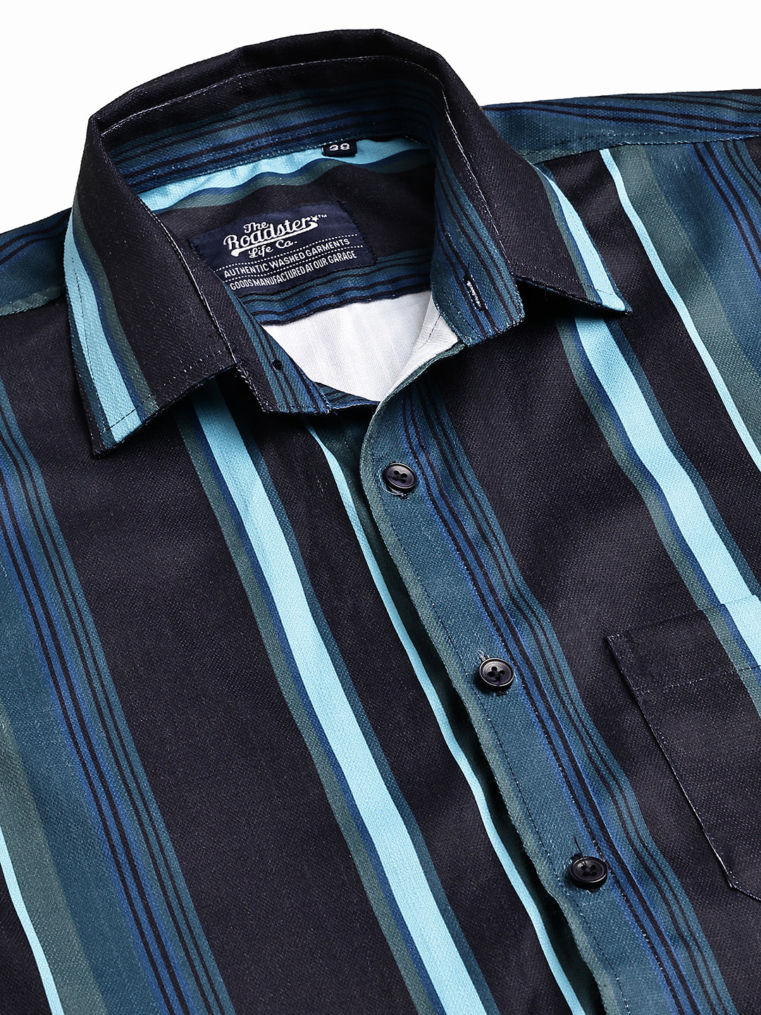 Vertical Stripe Cotton Blend Casual Shirt ( RDSH 026Blue )