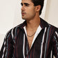 Vertical Stripe Cotton Blend Casual Shirt ( RDSH 026Coffee )
