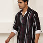 Vertical Stripe Cotton Blend Casual Shirt ( RDSH 026Coffee )