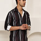 Vertical Stripe Cotton Blend Casual Shirt ( RDSH 026Coffee )