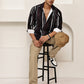Vertical Stripe Cotton Blend Casual Shirt ( RDSH 026Coffee )