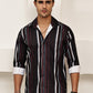 Vertical Stripe Cotton Blend Casual Shirt ( RDSH 026Coffee )