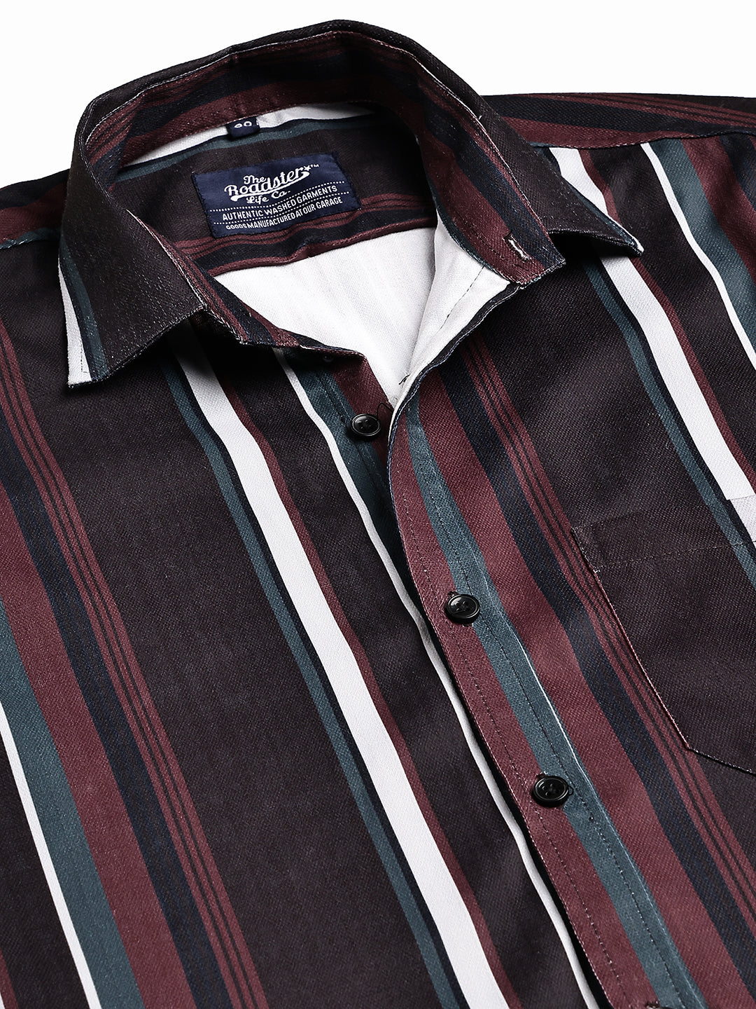 Vertical Stripe Cotton Blend Casual Shirt ( RDSH 026Coffee )