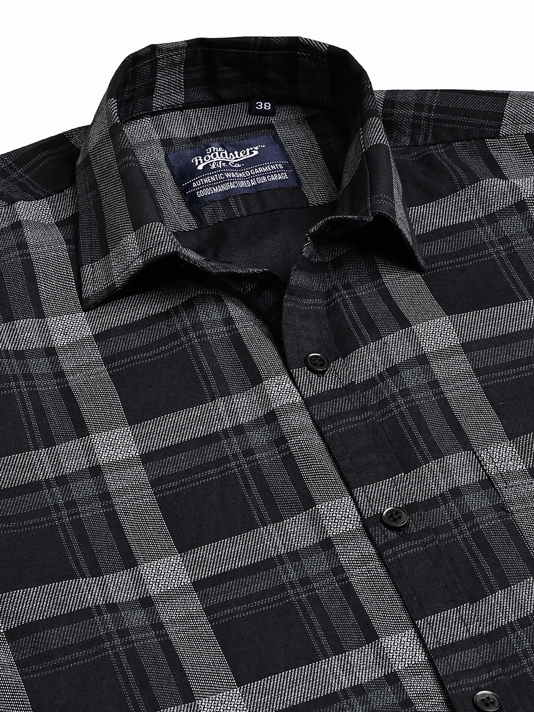 Pure Cotton Smart Casual Checked Shirt ( RDSH 027Black )