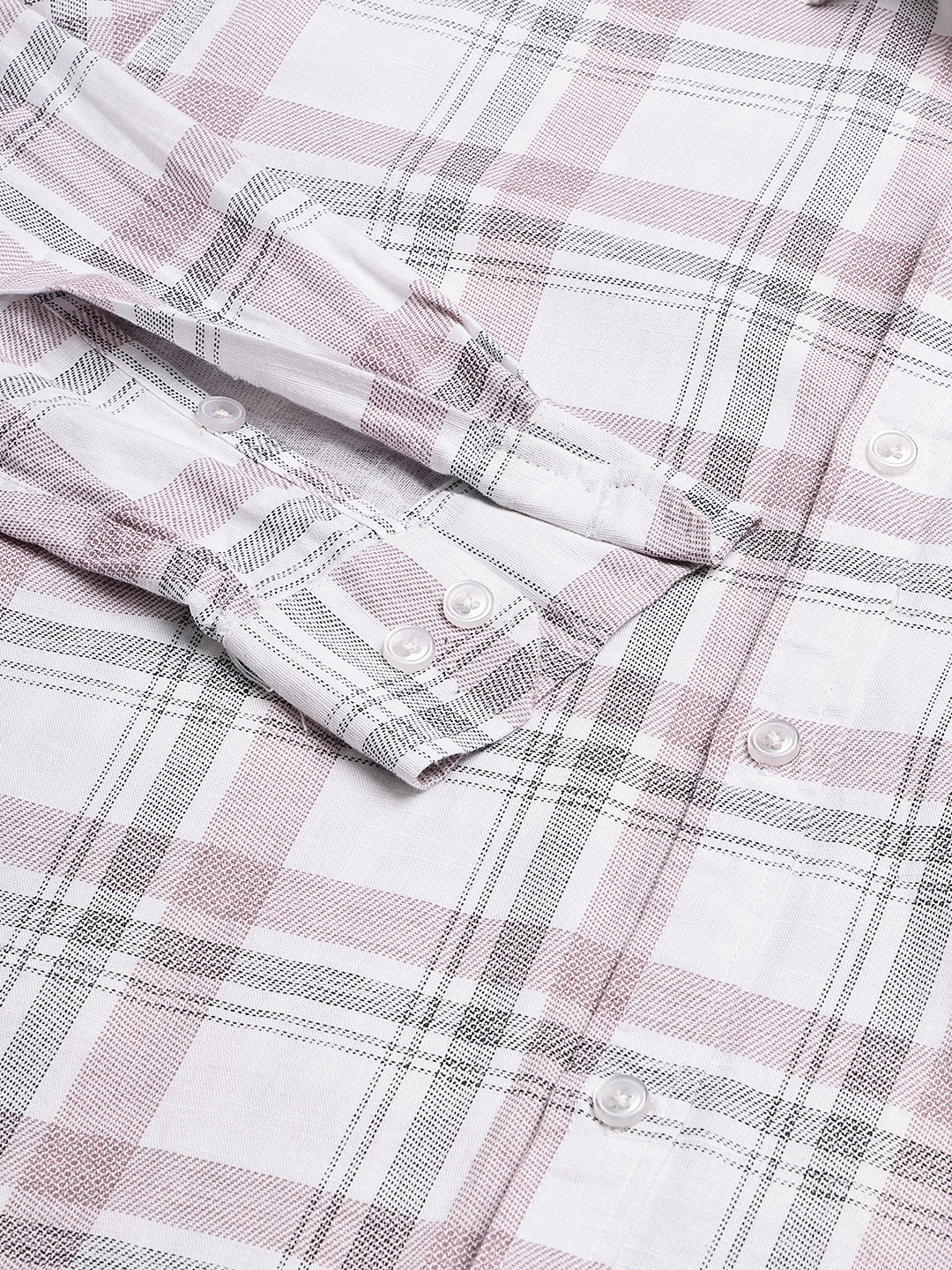 Pure Cotton Smart Casual Checked Shirt ( RDSH 027Pink )