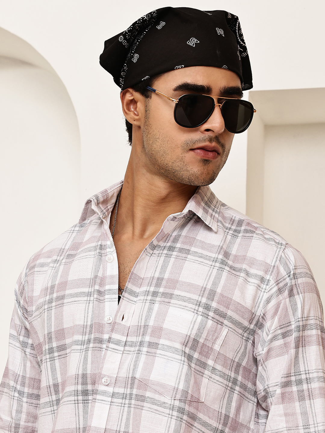 Pure Cotton Smart Casual Checked Shirt ( RDSH 027Pink )