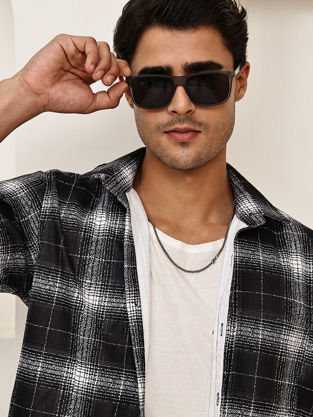 Cotton Blend Brushed Check Casual Shirt ( RDSH 028Black )