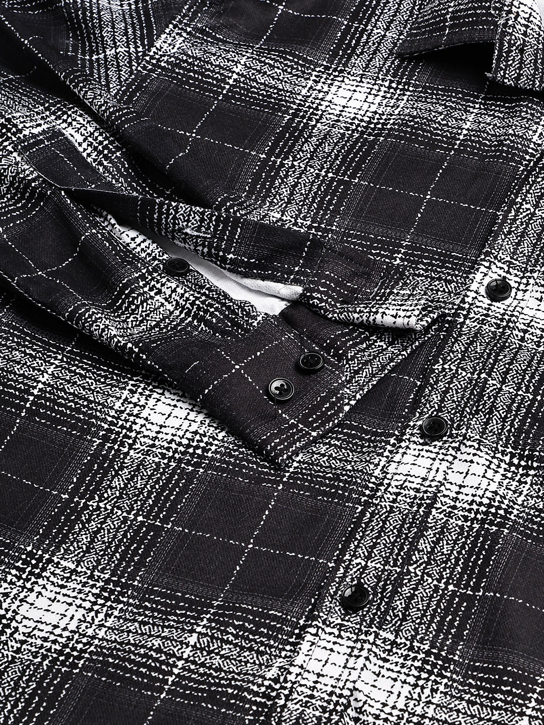 Cotton Blend Brushed Check Casual Shirt ( RDSH 028Black )