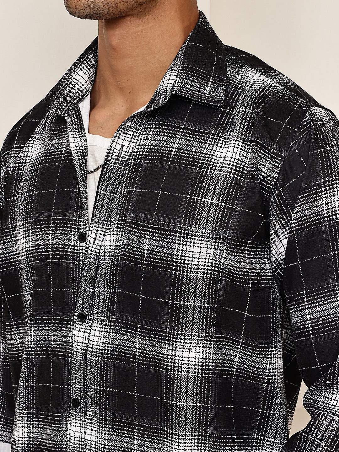 Cotton Blend Brushed Check Casual Shirt ( RDSH 028Black )