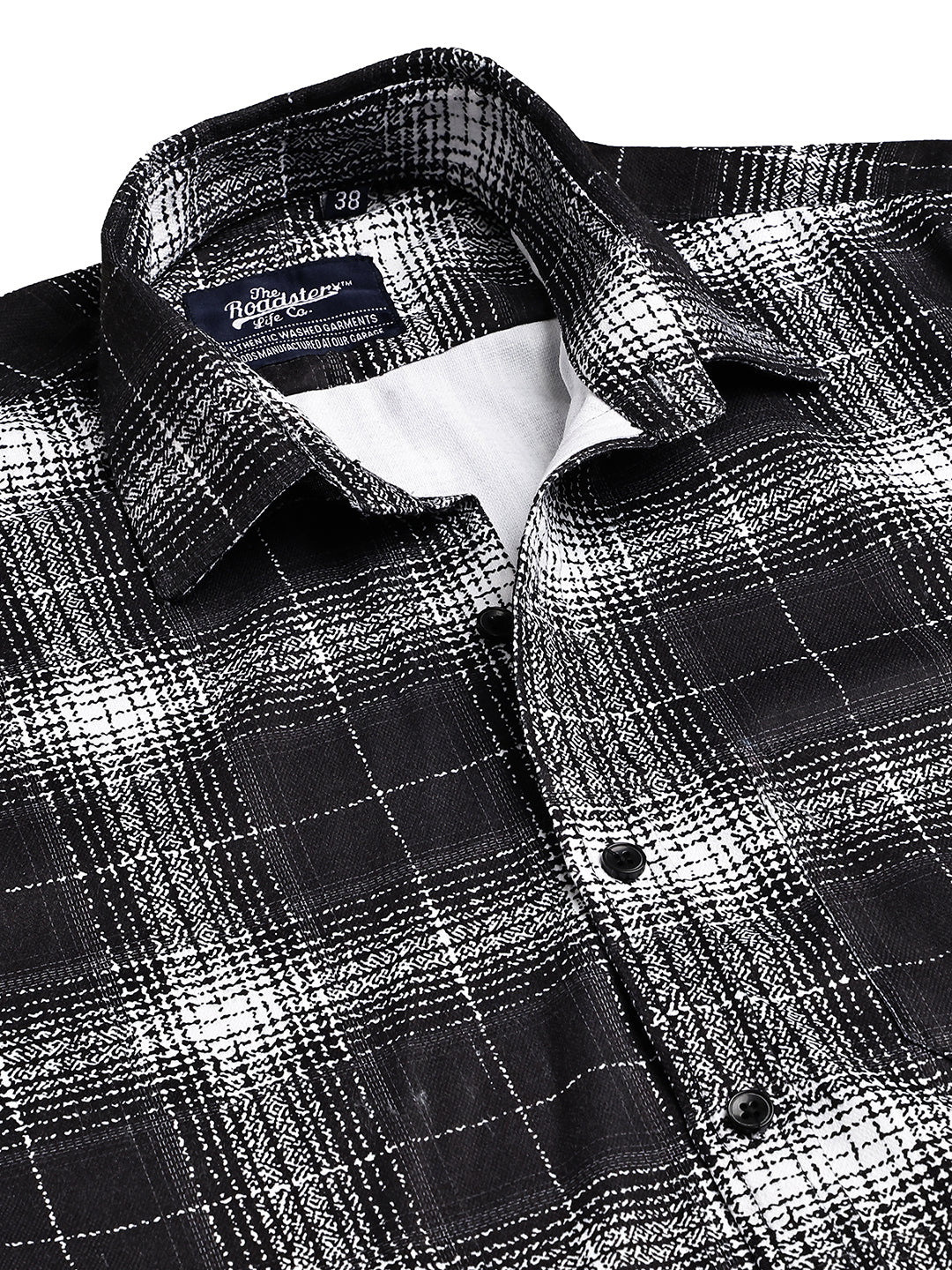Cotton Blend Brushed Check Casual Shirt ( RDSH 028Black )