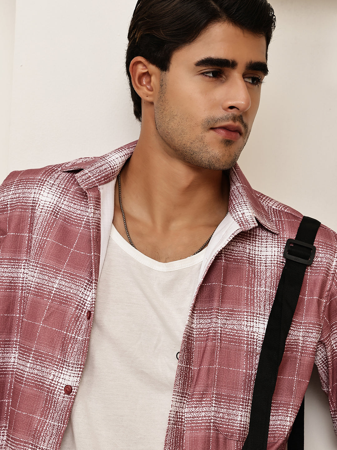 Cotton Blend Brushed Check Casual Shirt ( RDSH 028Magenta )