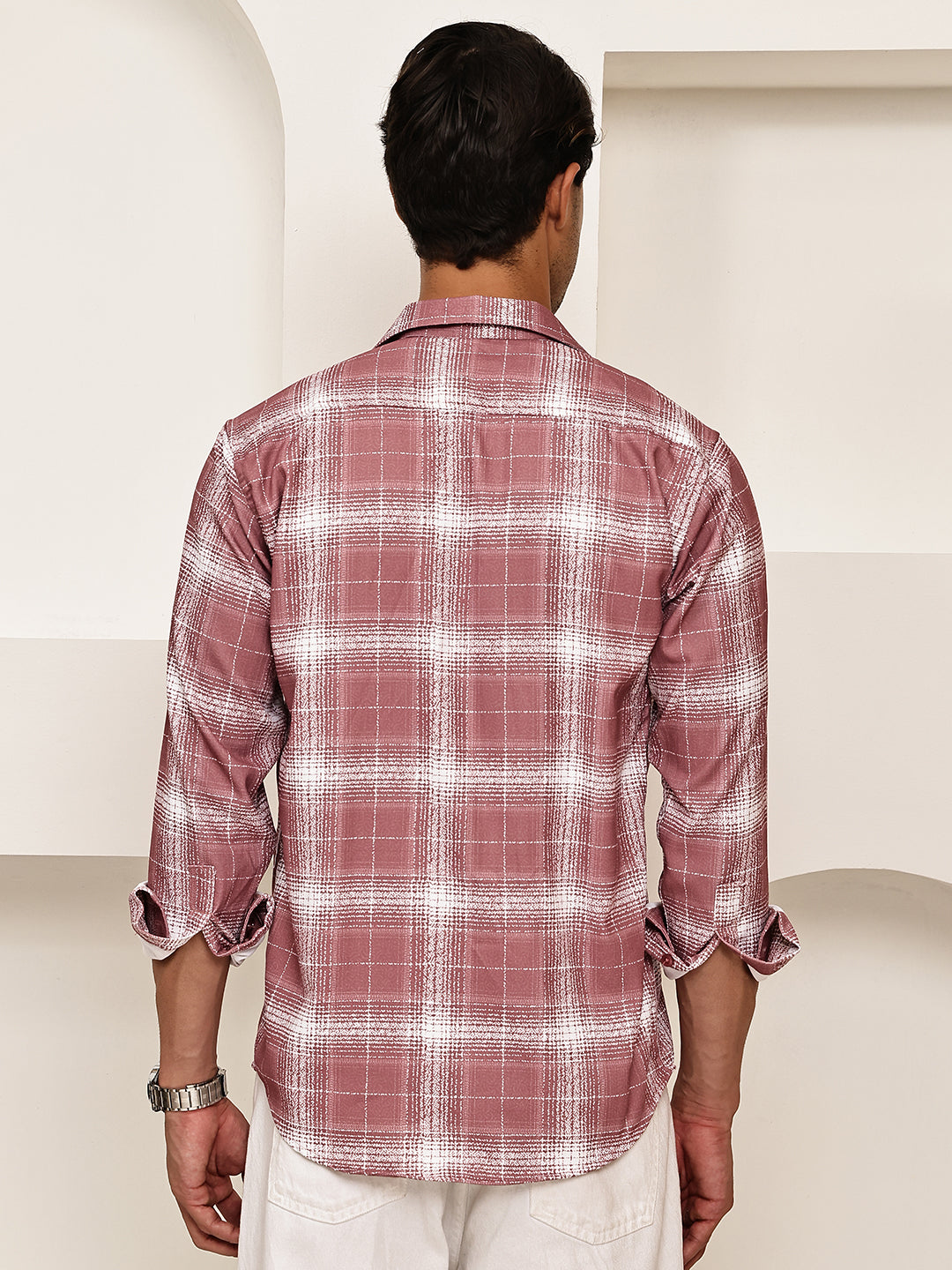 Cotton Blend Brushed Check Casual Shirt ( RDSH 028Magenta )
