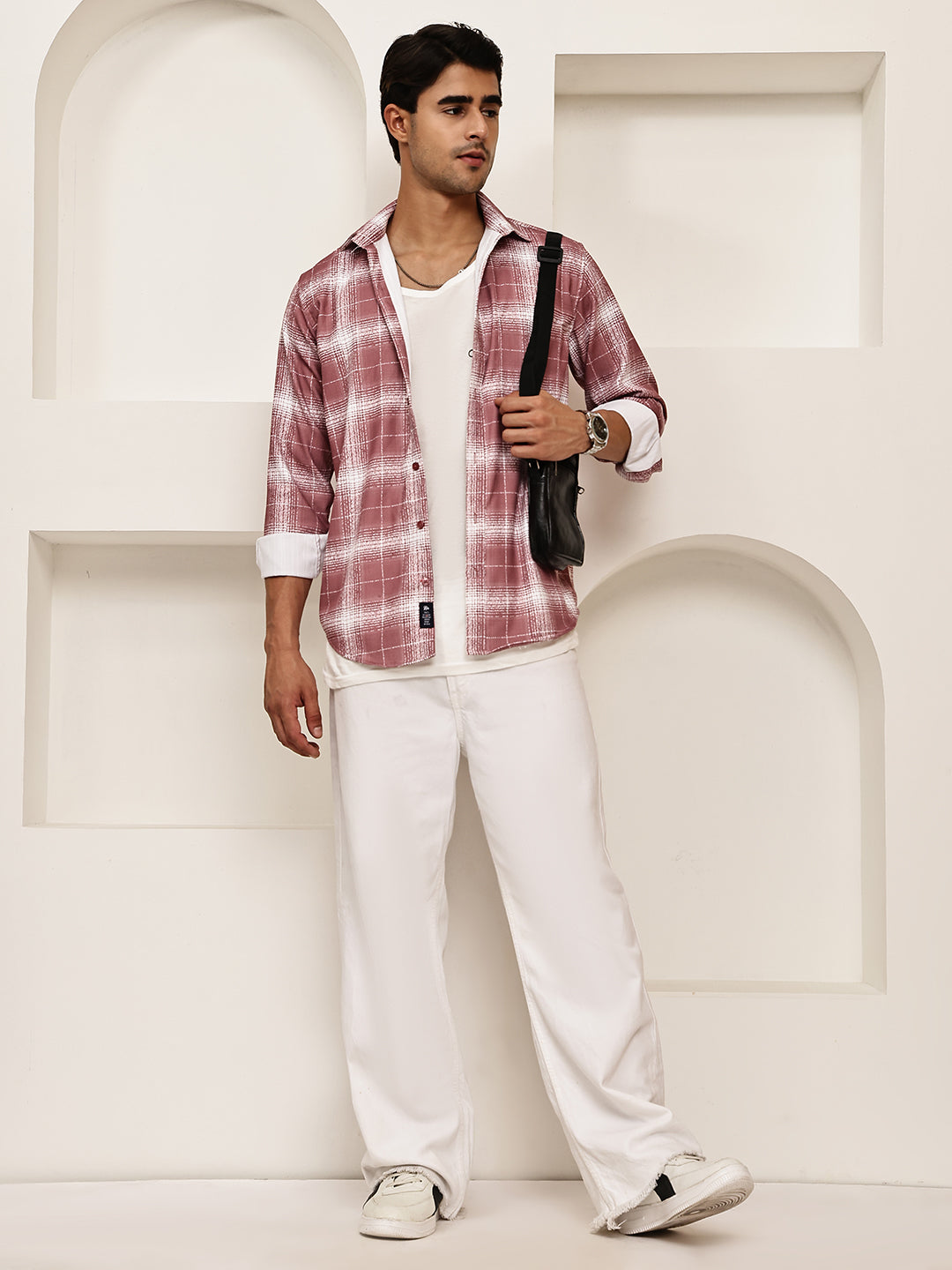 Cotton Blend Brushed Check Casual Shirt ( RDSH 028Magenta )