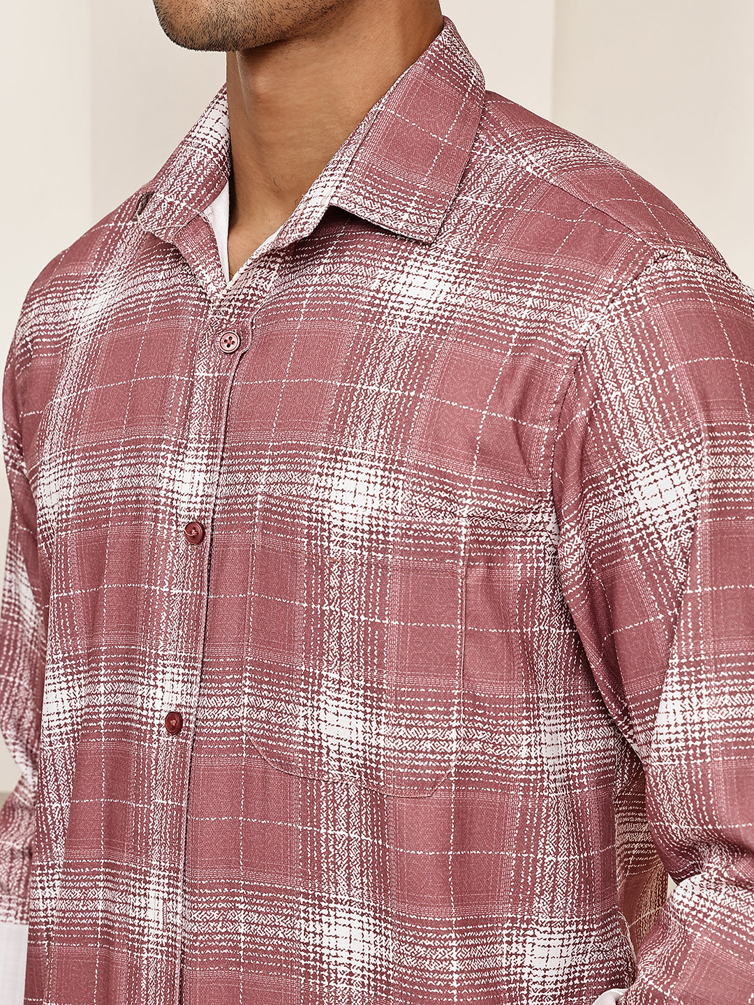 Cotton Blend Brushed Check Casual Shirt ( RDSH 028Magenta )