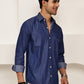Casual Denim Shirt for Men ( RDSH 029Blue )