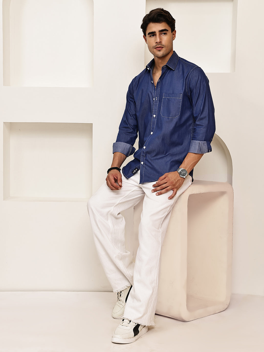 Casual Denim Shirt for Men ( RDSH 029Blue )