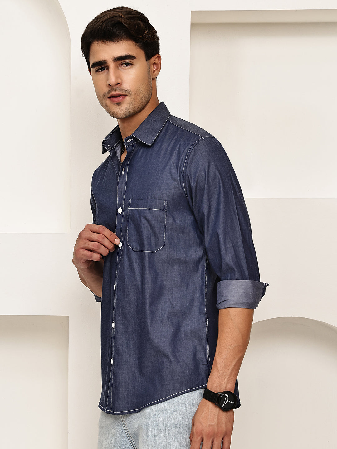 Casual Denim Shirt for Men ( RDSH 029Navy )