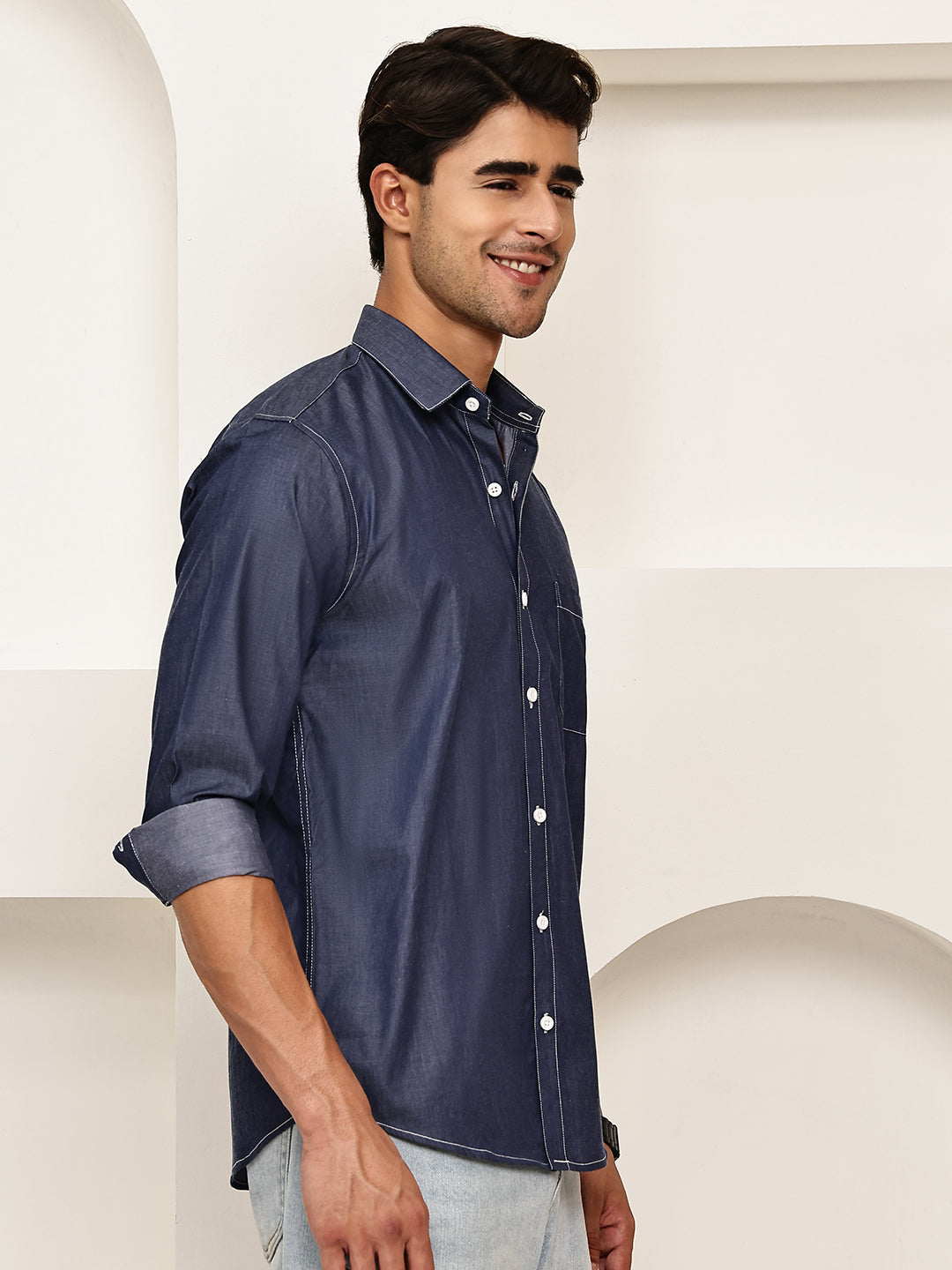 Casual Denim Shirt for Men ( RDSH 029Navy )