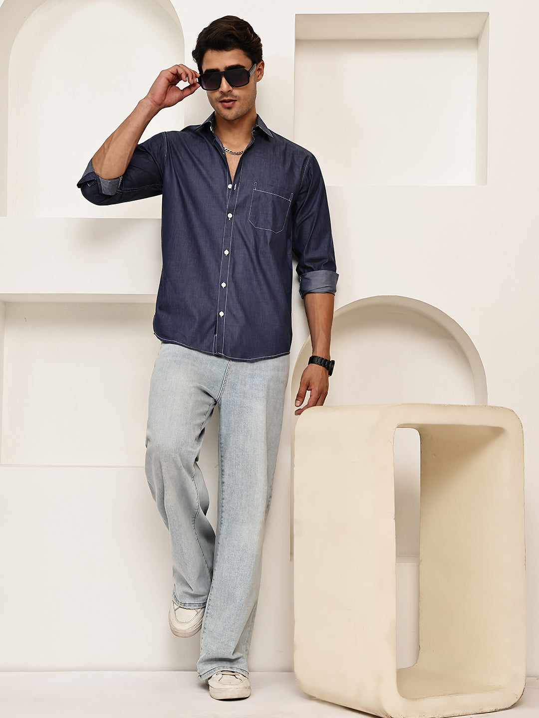 Casual Denim Shirt for Men ( RDSH 029Navy )