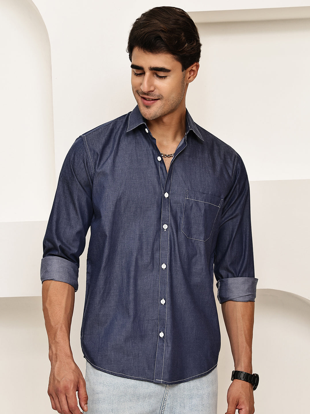 Casual Denim Shirt for Men ( RDSH 029Navy )