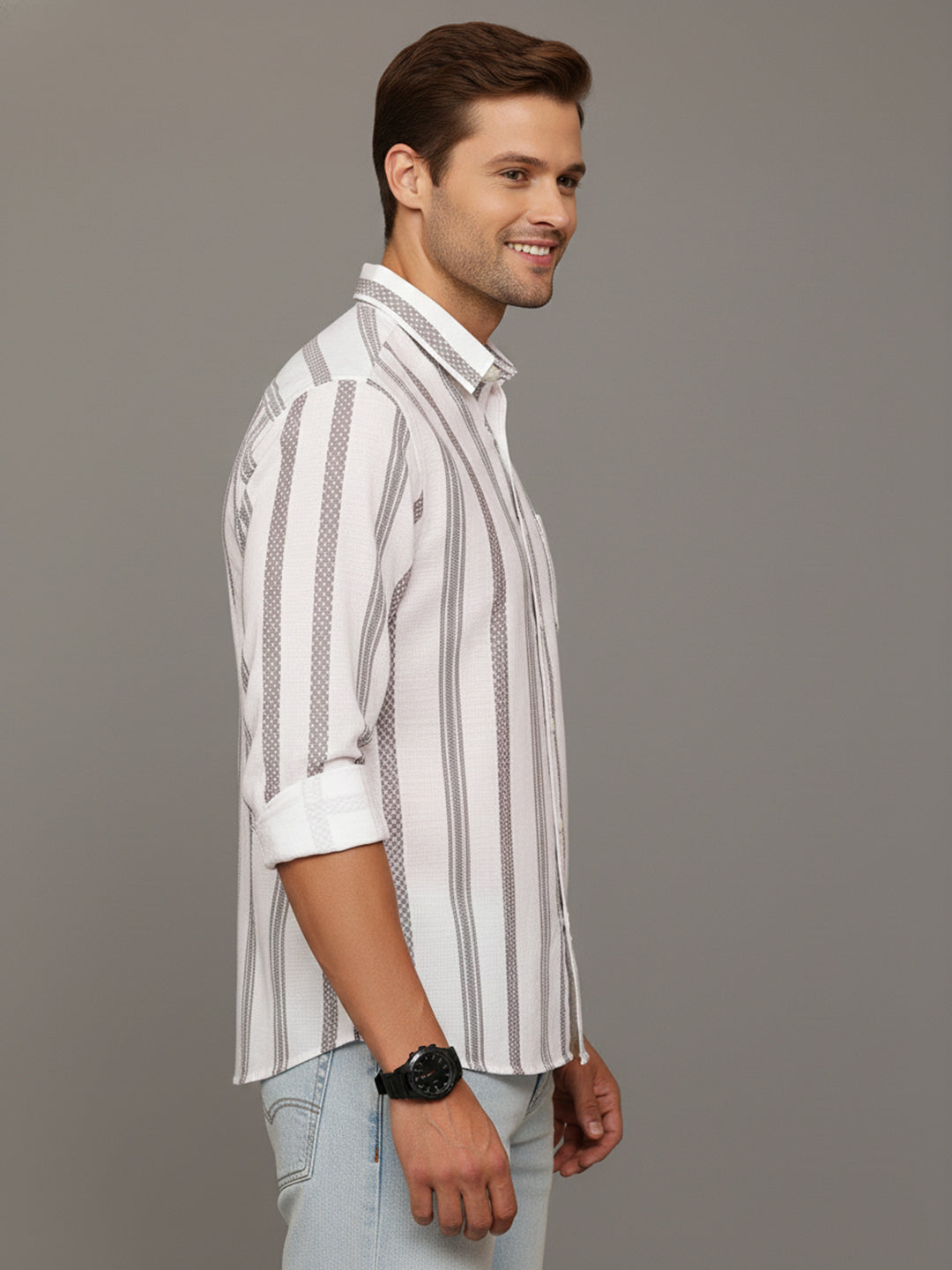 Smart Casual Cotton Shirt for Men ( RDSH 030Brown )