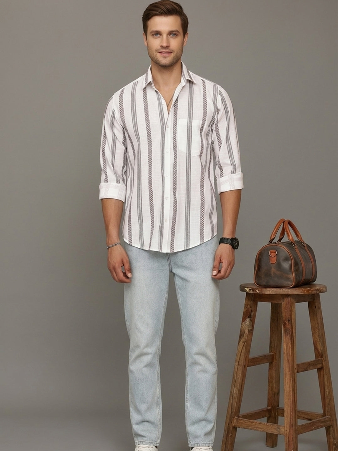 Smart Casual Cotton Shirt for Men ( RDSH 030Brown )