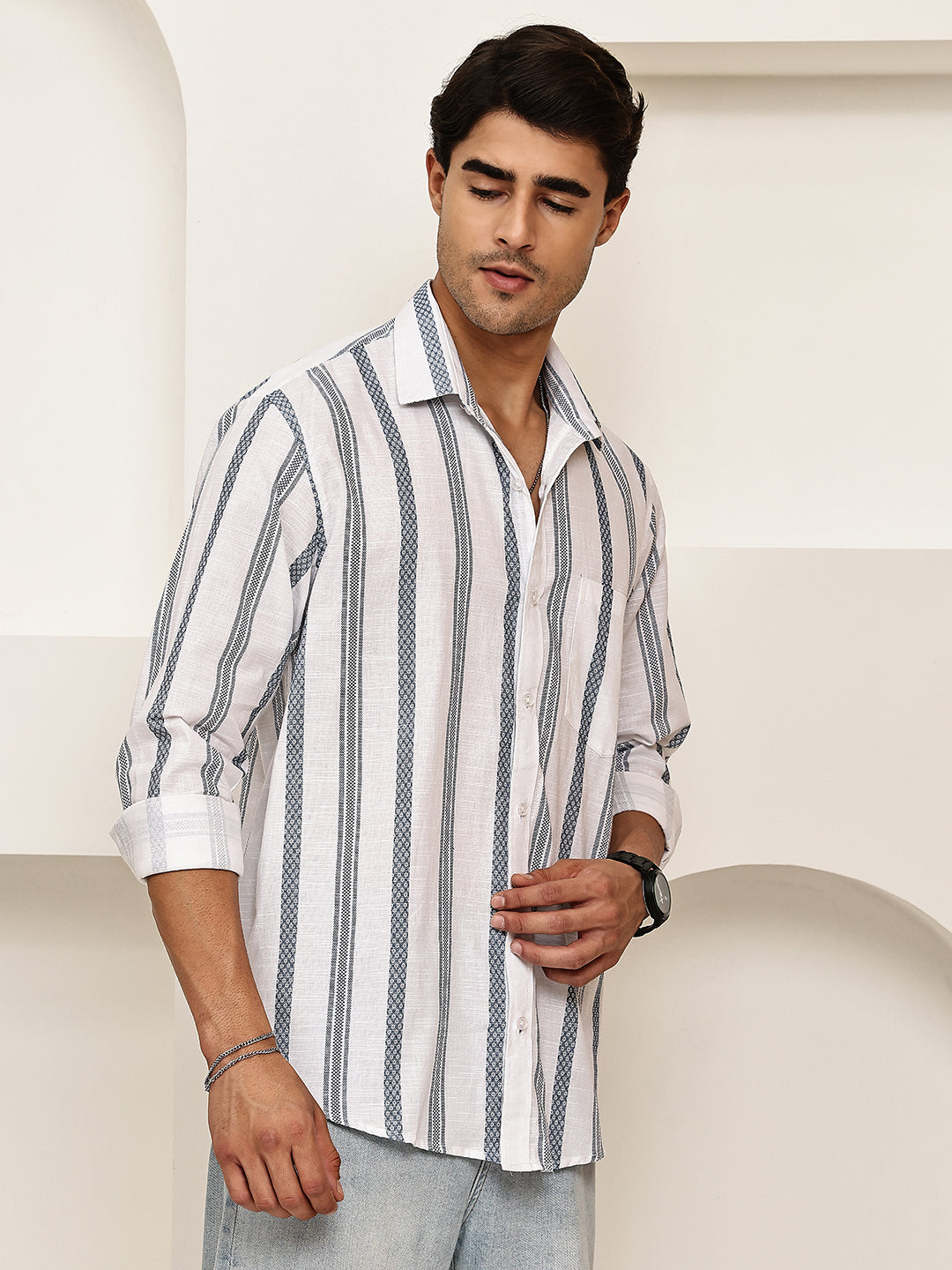 Smart Casual Cotton Shirt for Men ( RDSH 030Grey )