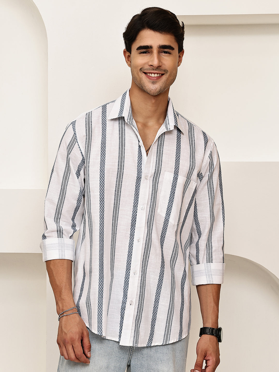 Smart Casual Cotton Shirt for Men ( RDSH 030Grey )