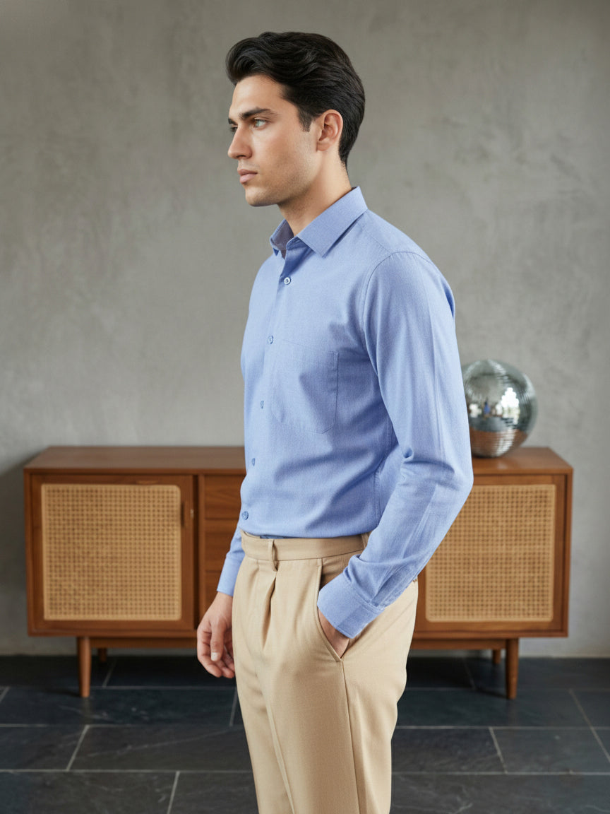 Men’s Soft Cotton Blend Blue Shirt ( RDSH 035Blue )