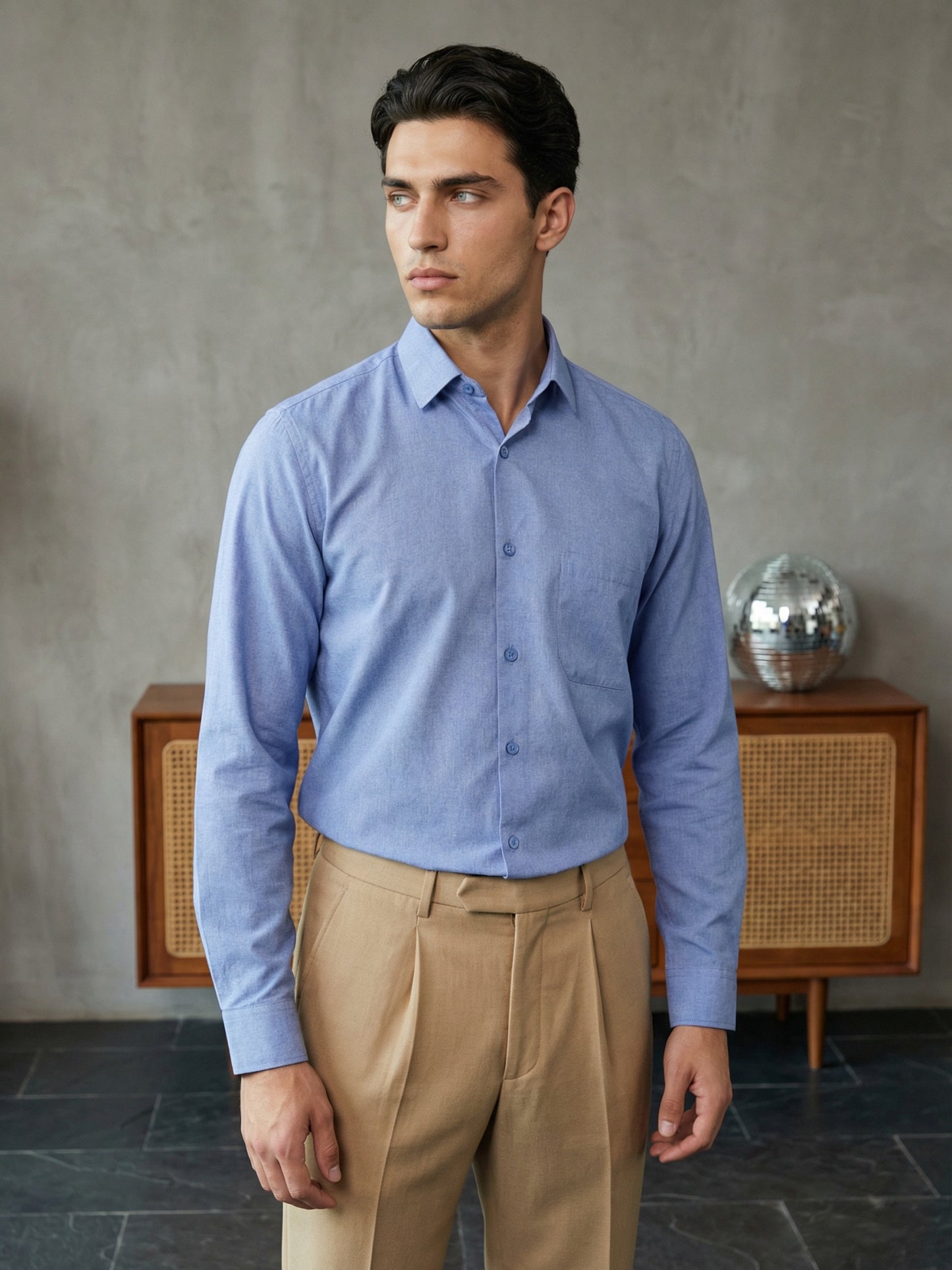 Men’s Soft Cotton Blend Blue Shirt ( RDSH 035Blue )
