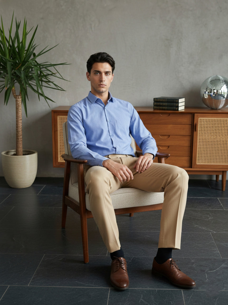 Men’s Soft Cotton Blend Blue Shirt ( RDSH 035Blue )