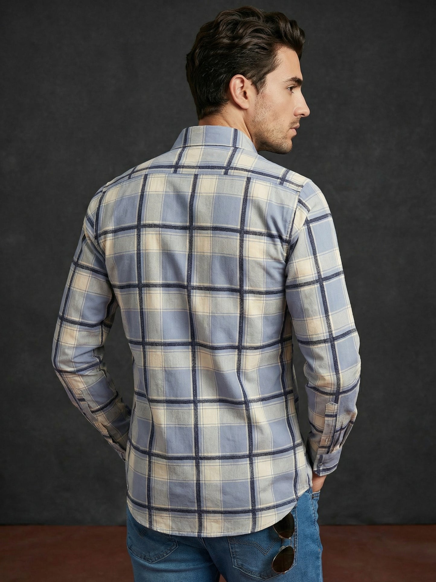 Men’s Blue Checked Casual Shirt ( RDSH 036Blue )