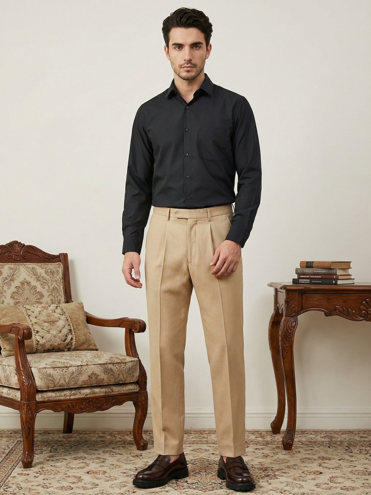 Men’s Classic Solid Casual Wear Shirt ( RDSH 037Black )