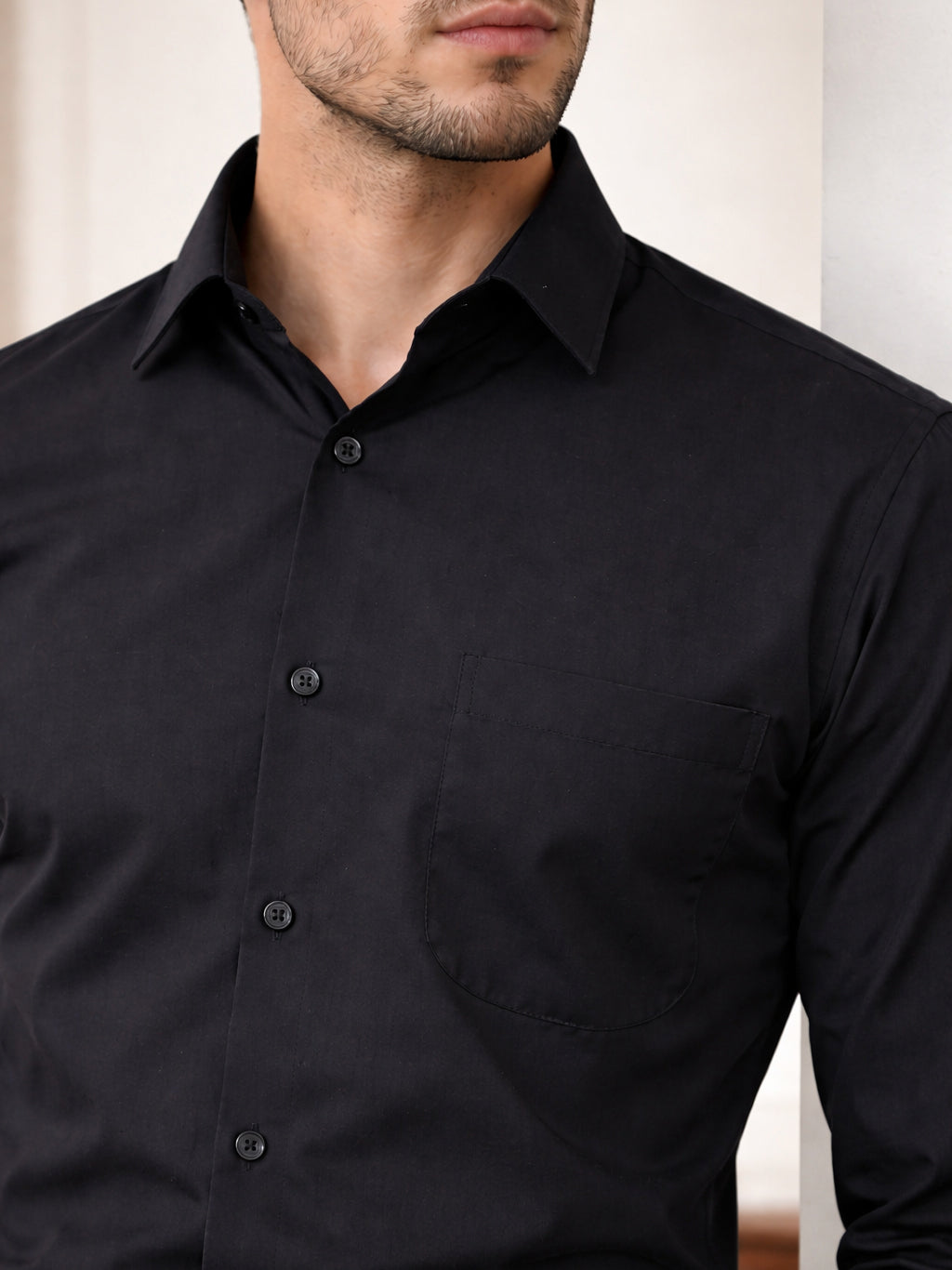 Men’s Classic Solid Casual Wear Shirt ( RDSH 037Black )