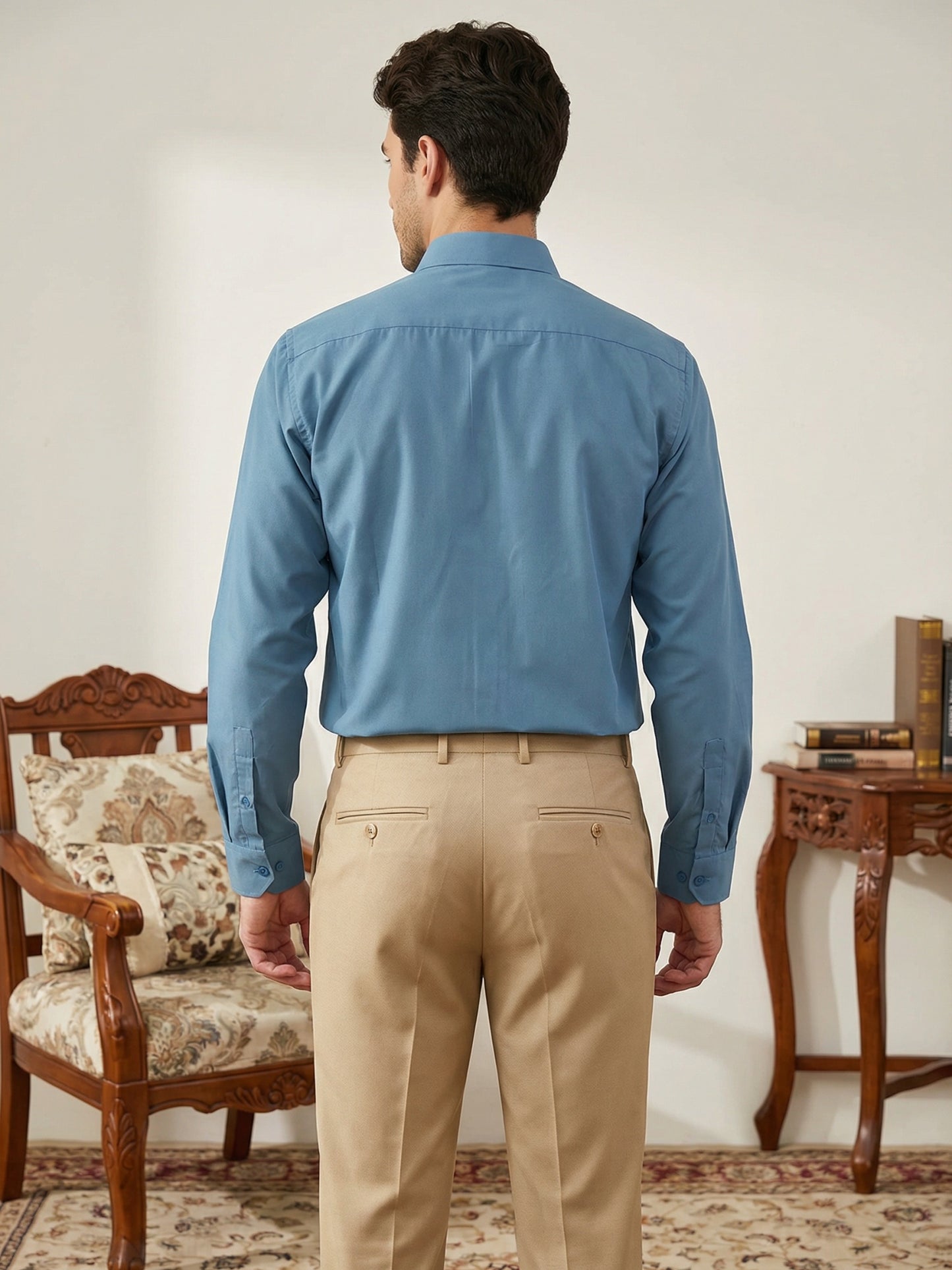 Men’s Classic Solid Casual Wear Shirt ( RDSH 037Blue )