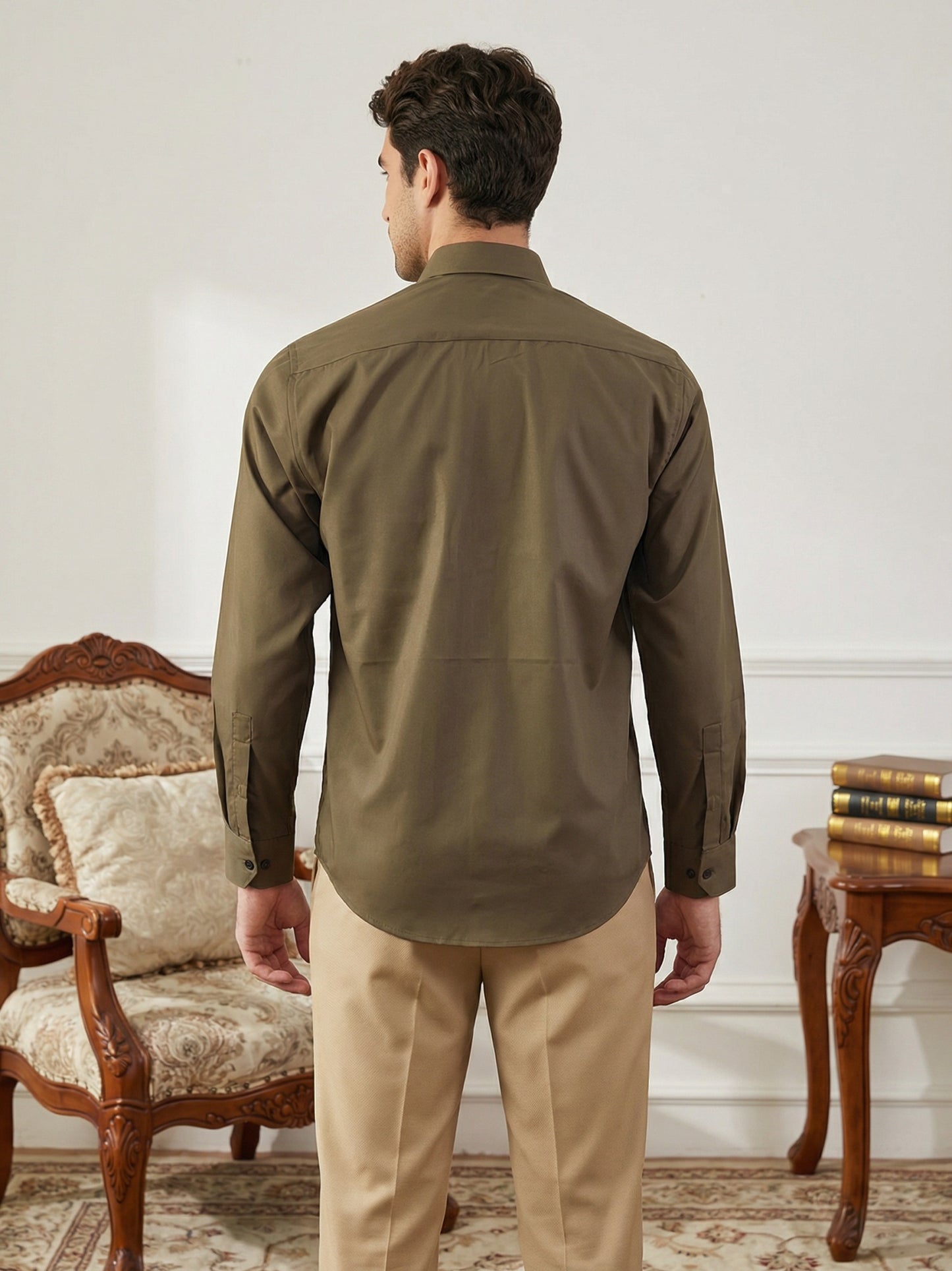 Men’s Classic Solid Casual Wear Shirt ( RDSH 037Brown )