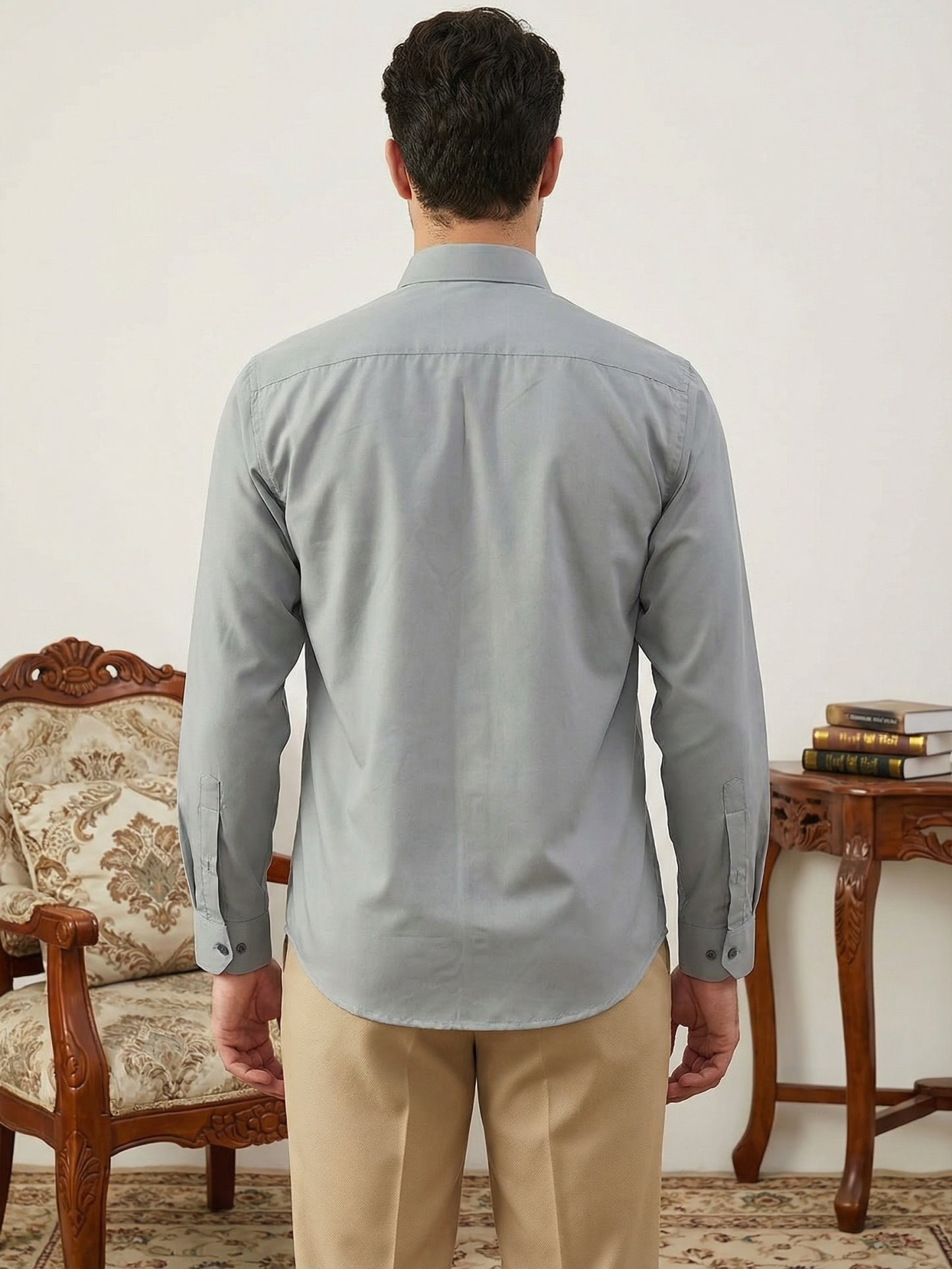 Men’s Classic Solid Casual Wear Shirt ( RDSH 037Light-Grey )