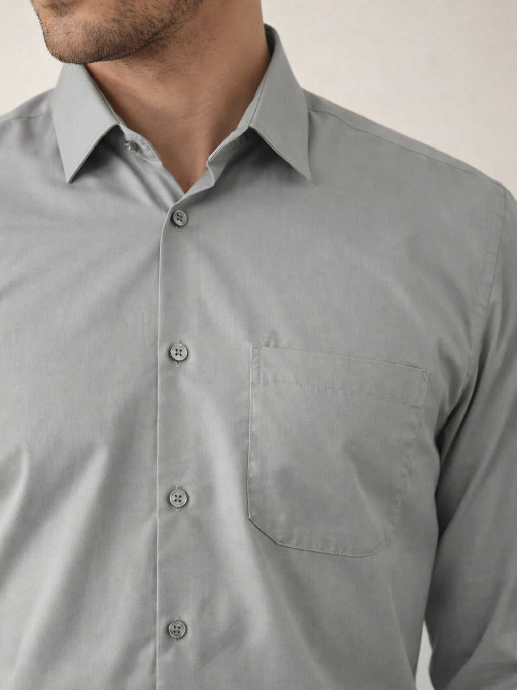 Men’s Classic Solid Casual Wear Shirt ( RDSH 037Light-Grey )