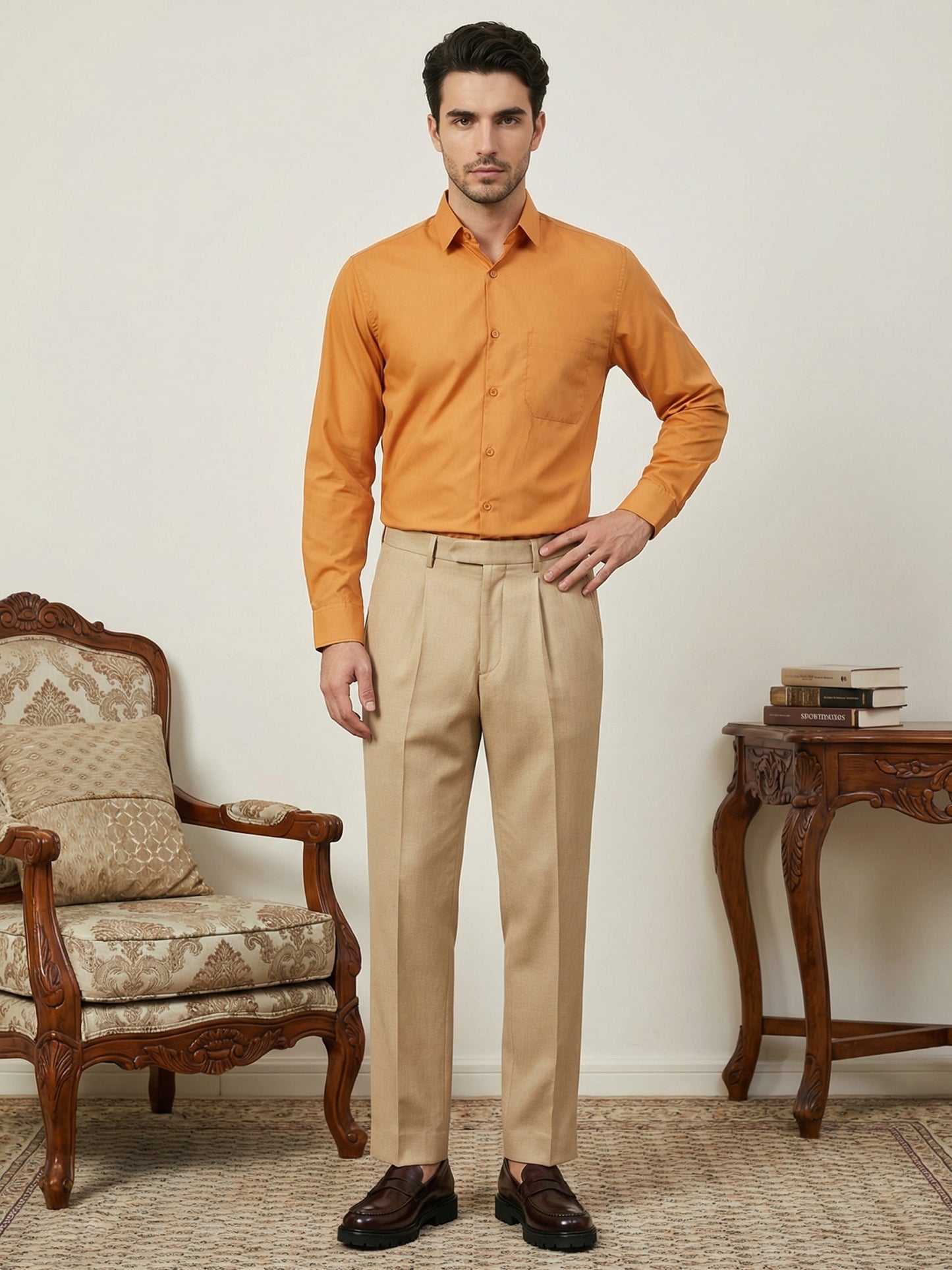 Men’s Classic Solid Formal Wear Shirt ( RDSH 037Orange )