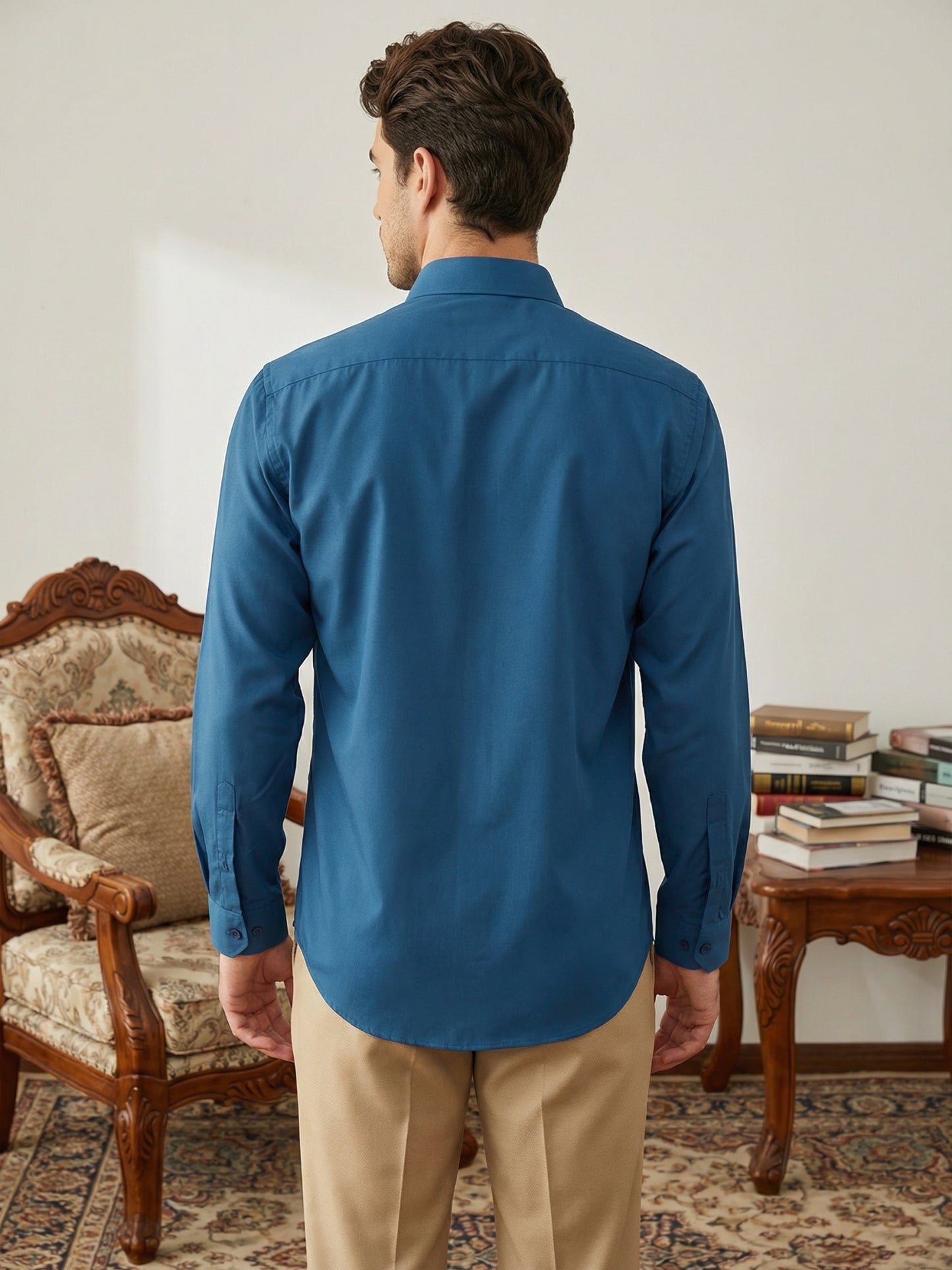 Men’s Classic Solid Formal Wear Shirt ( RDSH 037Peacock )
