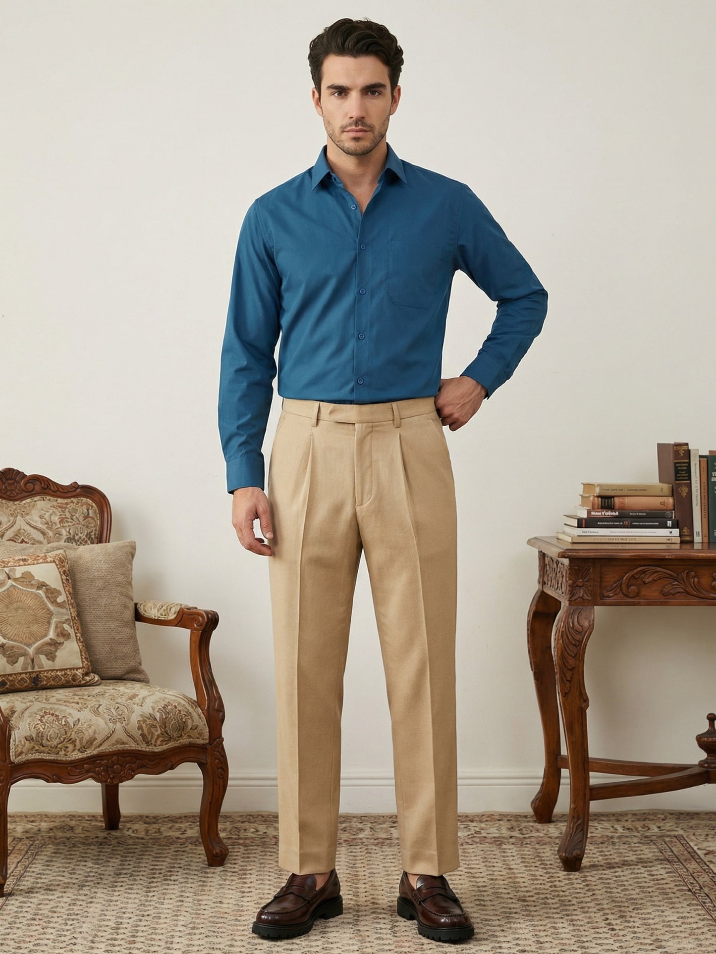 Men’s Classic Solid Formal Wear Shirt ( RDSH 037Peacock )